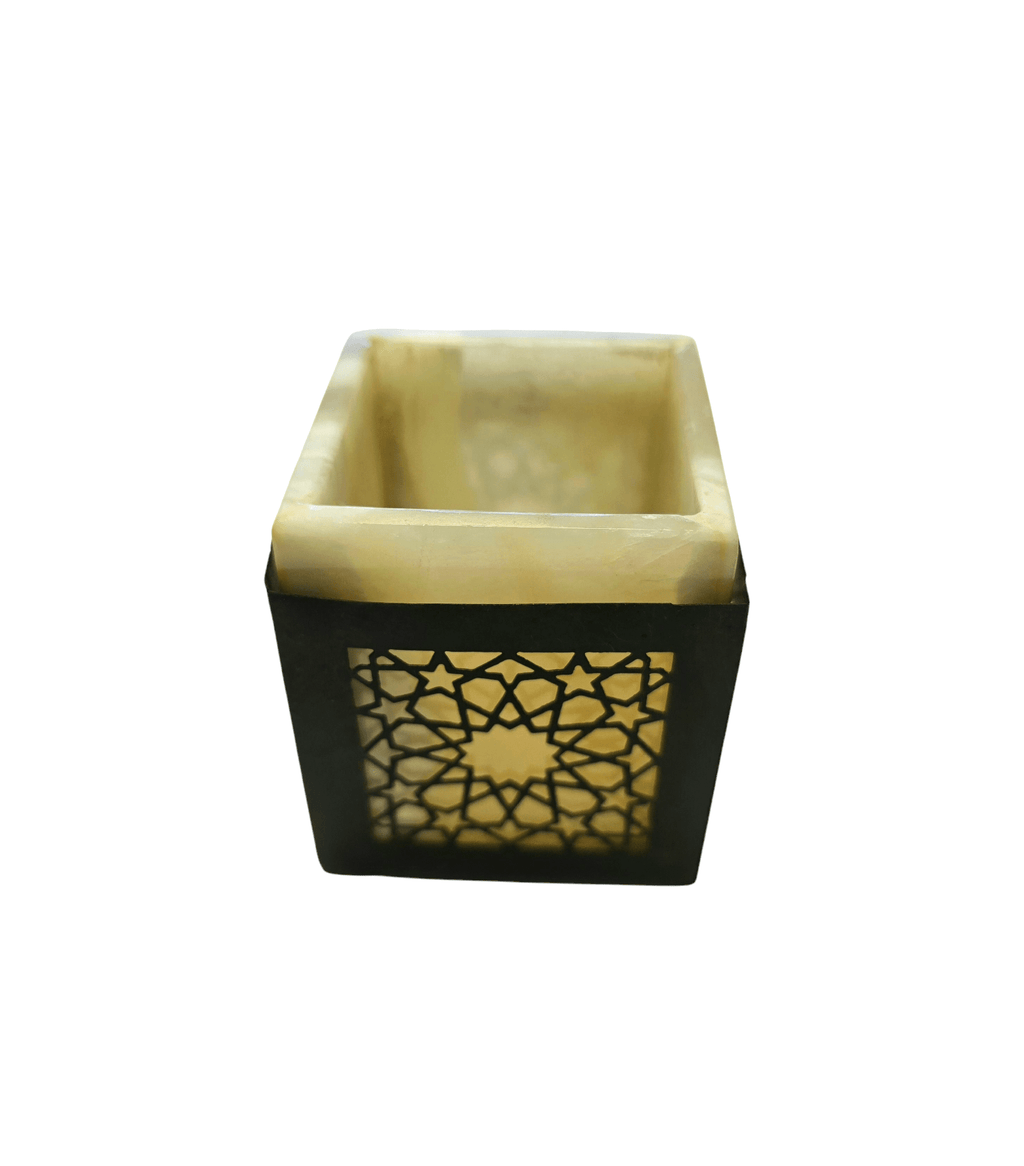 Beige Square Alabaster Candle Holder - MINU Jewels
