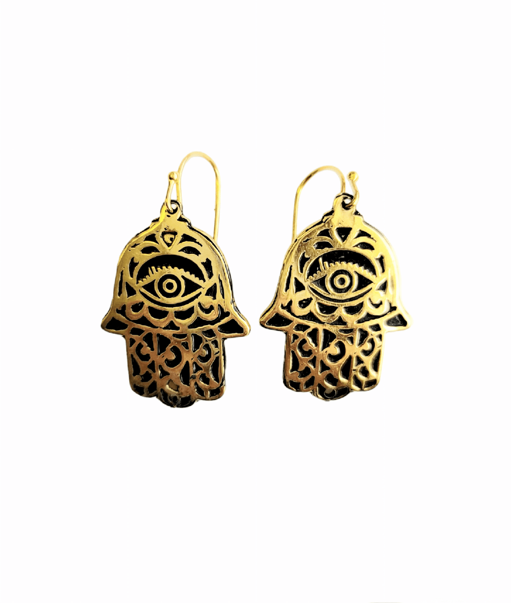 Brassy Hamsa Earrings - MINU Jewels