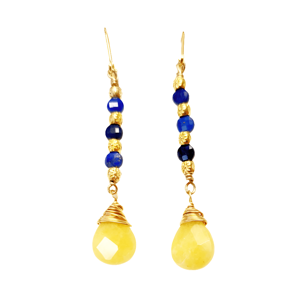 Lapis Yellow Jade Earrings - MINU Jewels