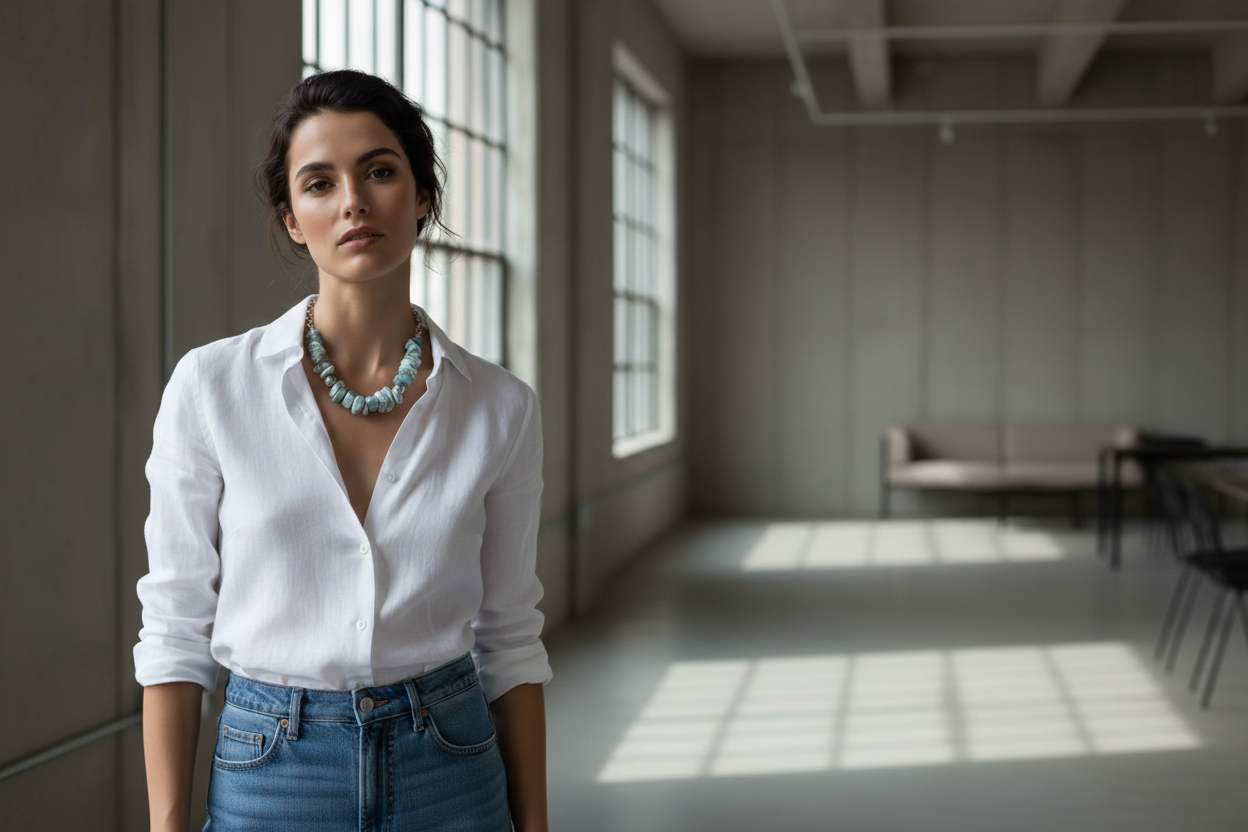 Larimar Necklace Landscape Editorial