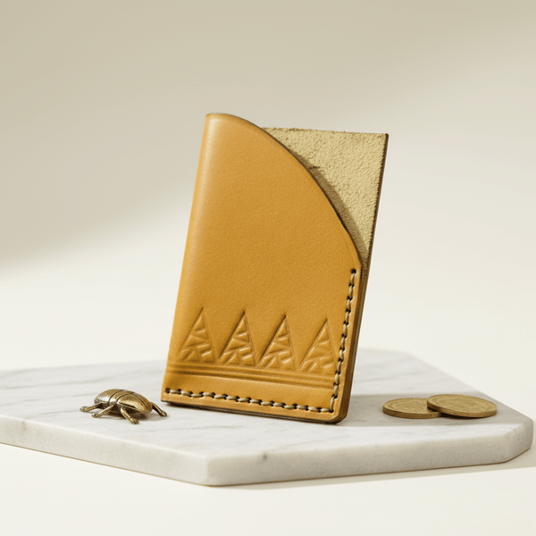 Leather Card Holder Tan Pyramid