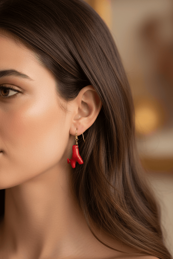 Red Coral Earrings