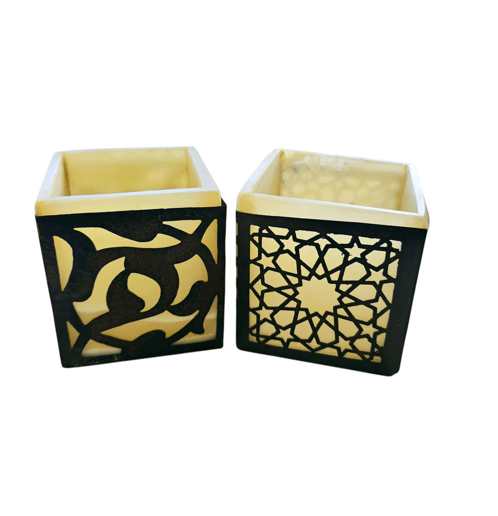Square Alabaster Scroll Candle Holders - MINU Jewels