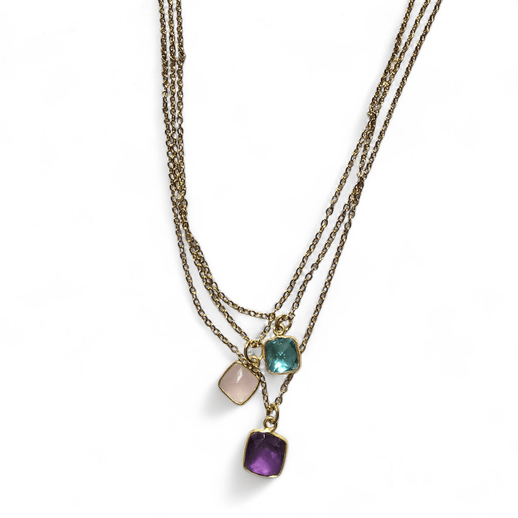 Square Gemstone Necklace - MINU Jewels