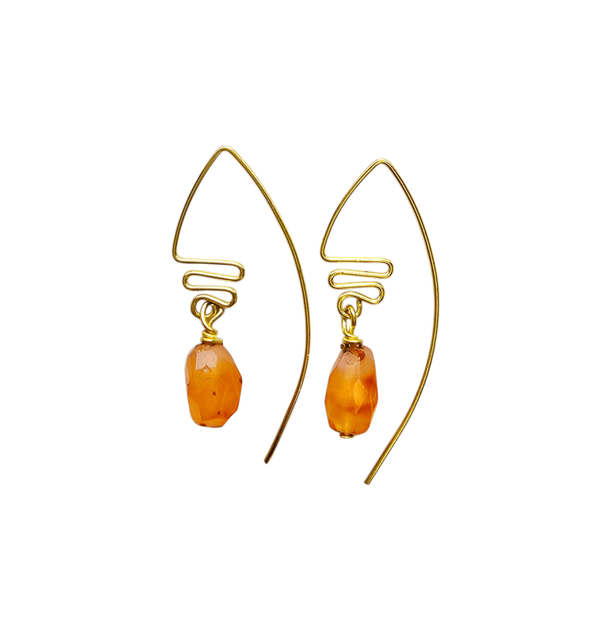 Stone Drop Earrings Orange Carnelian