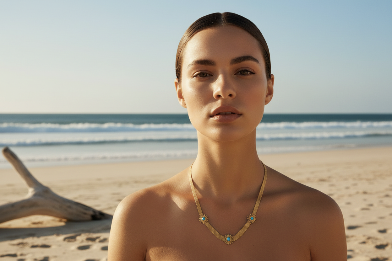 Sunflower Necklace – Beach with Full Face