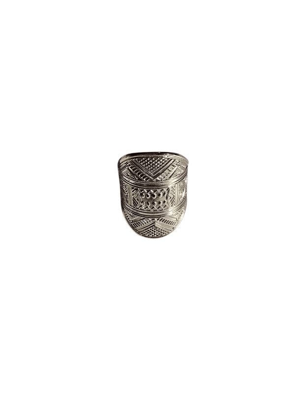 Tribal Ring Silver, Size 9