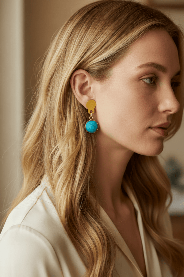 Turquoise Cabochon Earrings