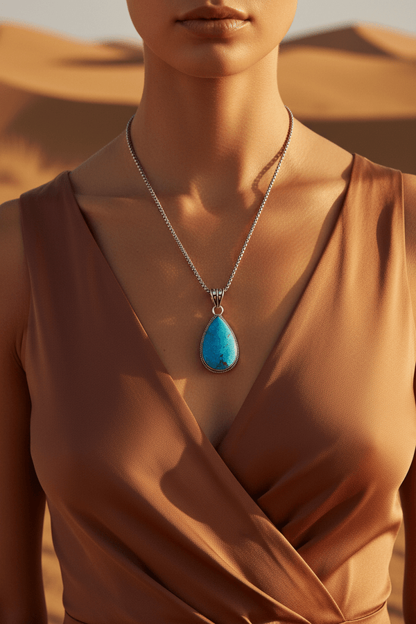 Turquoise Silver Drop Necklace