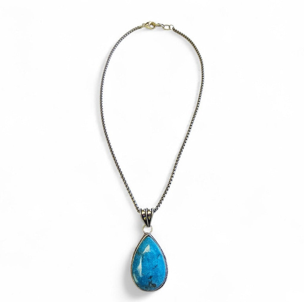 Turquoise Silver Drop Necklace