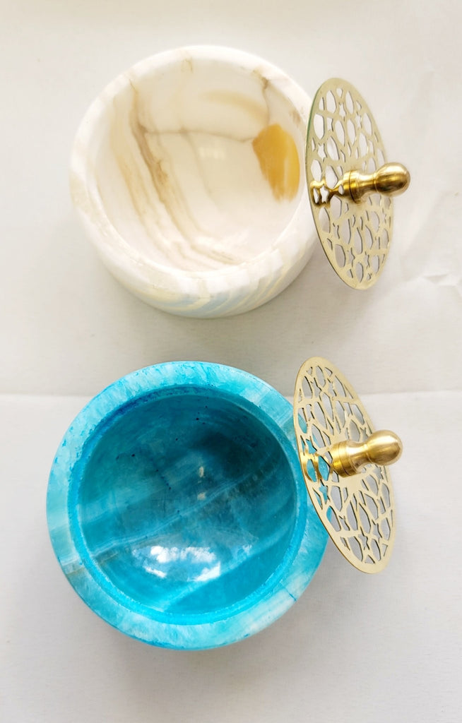 Alabaster Bowl with Lid - MINU Jewels