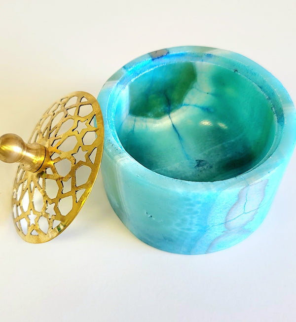 Blue Alabaster Bowl with Lid - MINU Jewels
