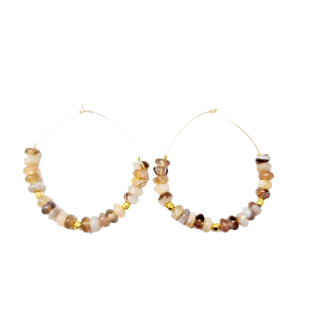 Botswana Agate Hoops - MINU Jewels