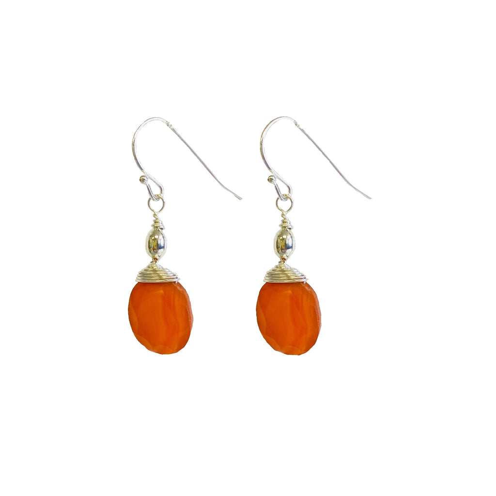 Carnelian Silver Drop Earrings - MINU Jewels