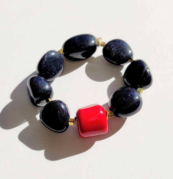 Chunky Black & Red Bracelet - MINU Jewels