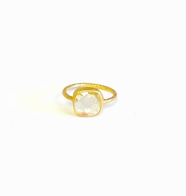Citrine Gold Square Ring - MINU Jewels