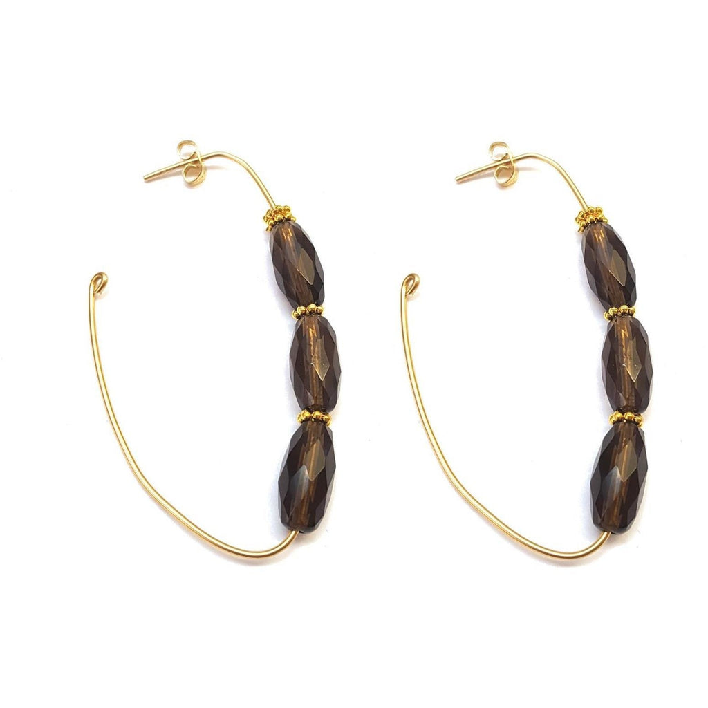 Crescent Gemstone Hoops - Colors Available - MINU Jewels