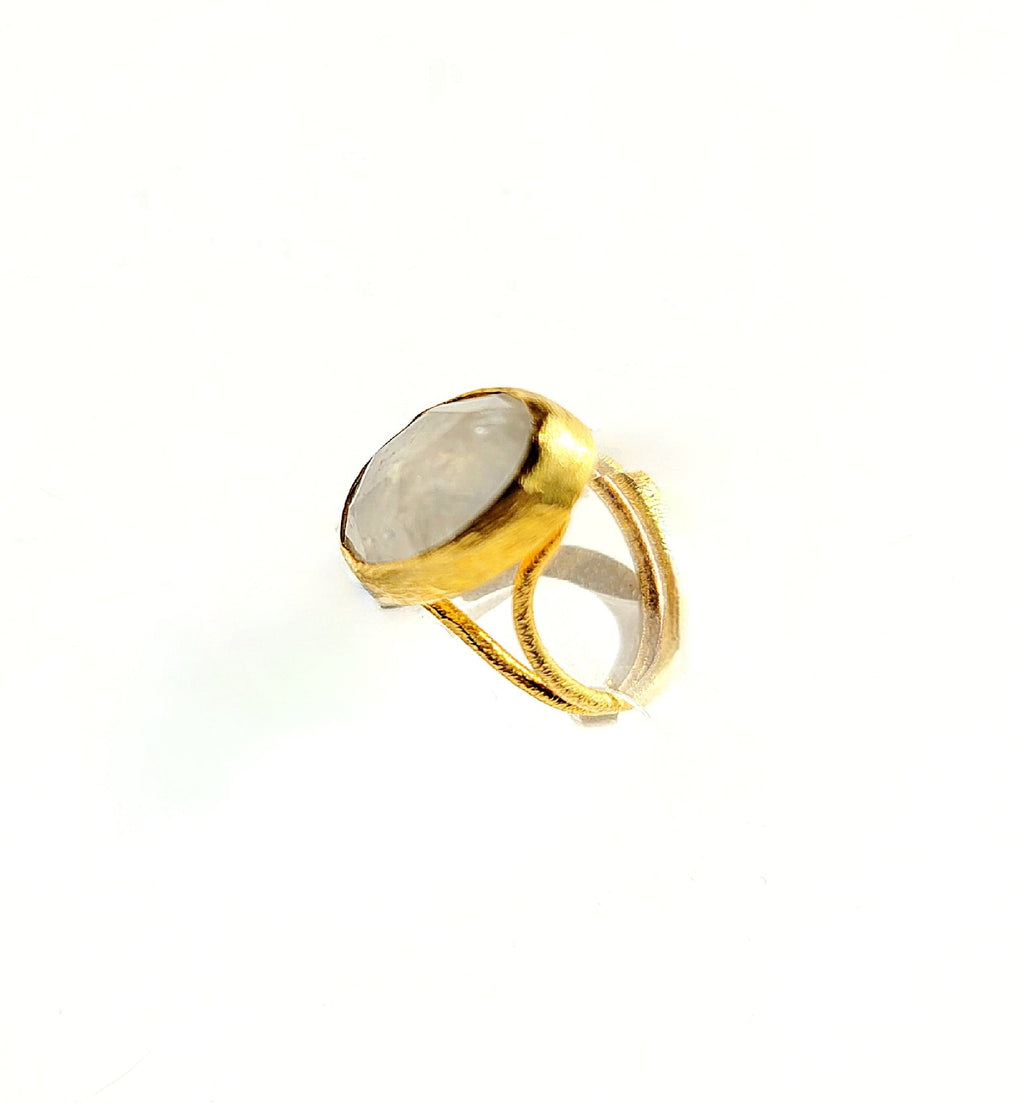 Faceted Gold Oval Rings - MINU Jewels