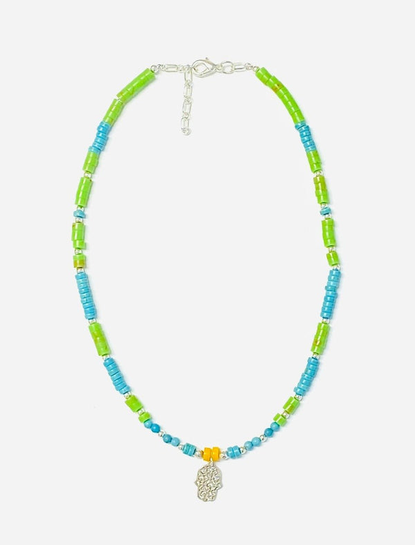 Green Blue Hamsa Necklace - MINU Jewels