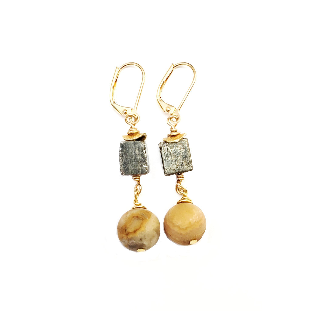 Kinza Taupe Earrings - MINU Jewels