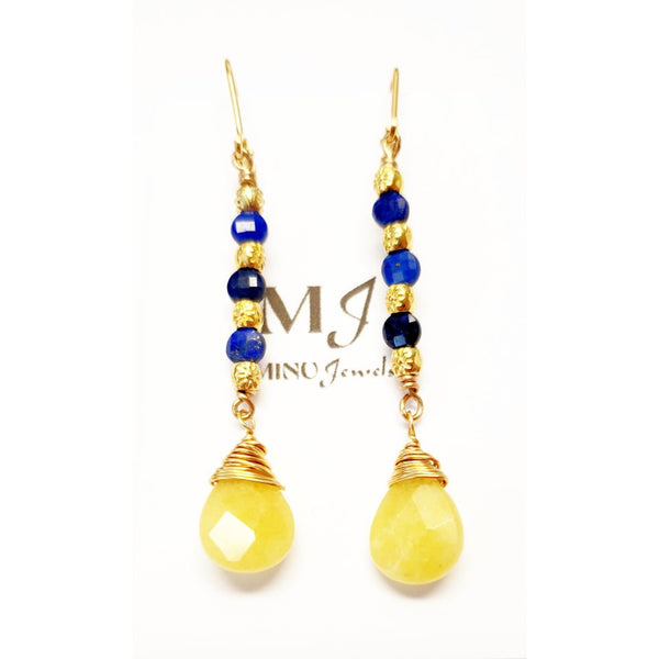 Lapis Yellow Jade Earrings - MINU Jewels