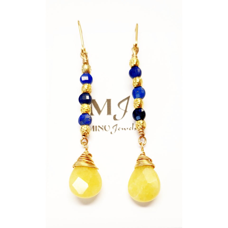 Lapis Yellow Jade Earrings - MINU Jewels