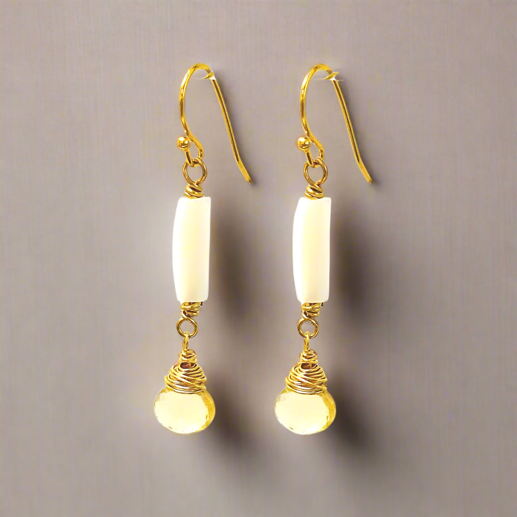 Citrine MOP Earrings - MINU Jewels