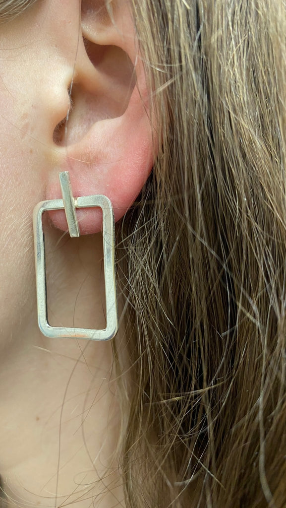 Silver Rectangle Earrings - MINU Jewels