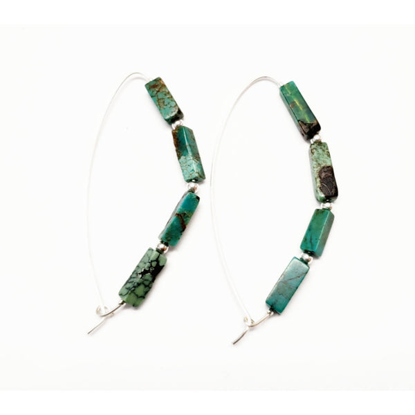 Slider Turquoise Hoops - Silver or Gold - MINU Jewels