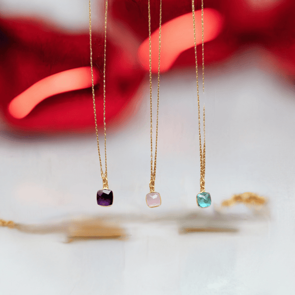 Square Gemstone Necklace - MINU Jewels