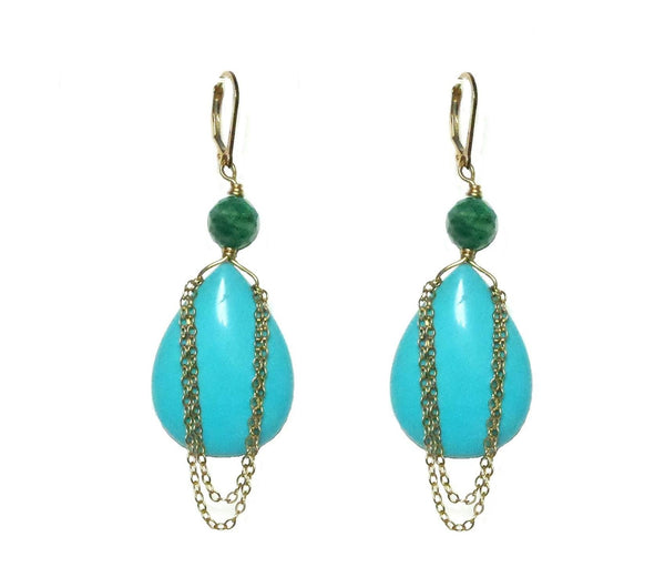 Turquoise Chain Drop Earrings - MINU Jewels