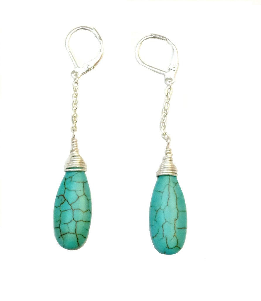 Turquoise Long Drop - Gold or Silver - MINU Jewels