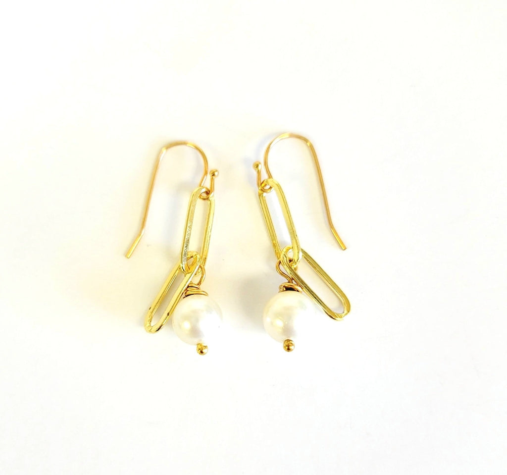 Turquoise or Pearl Chain Earrings - MINU Jewels